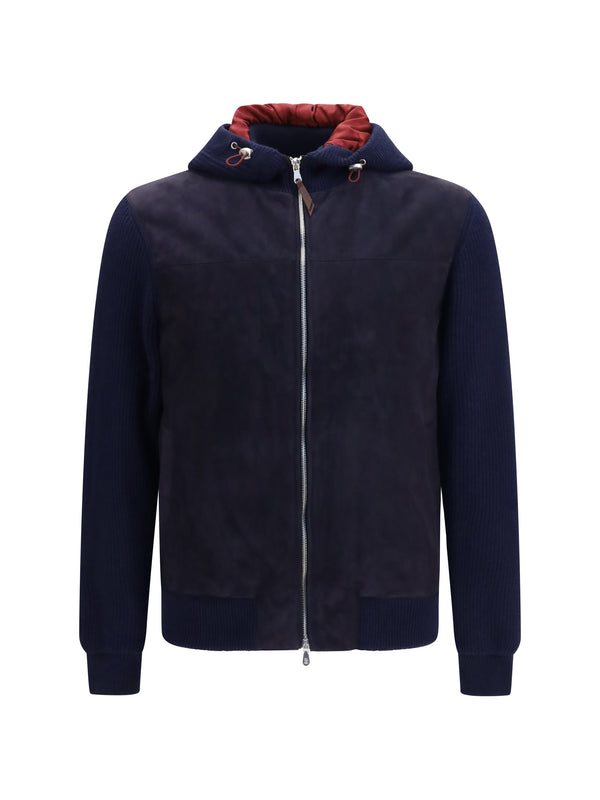 Brunello Cucinelli 100% Calf Leather Bos Taurus jacket in navy