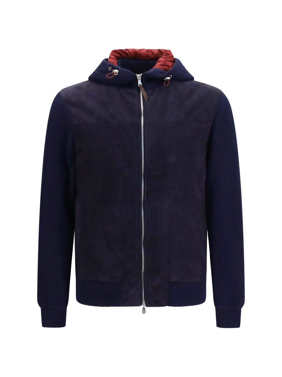 Brunello Cucinelli 100% Calf Leather Bos Taurus jacket in navy