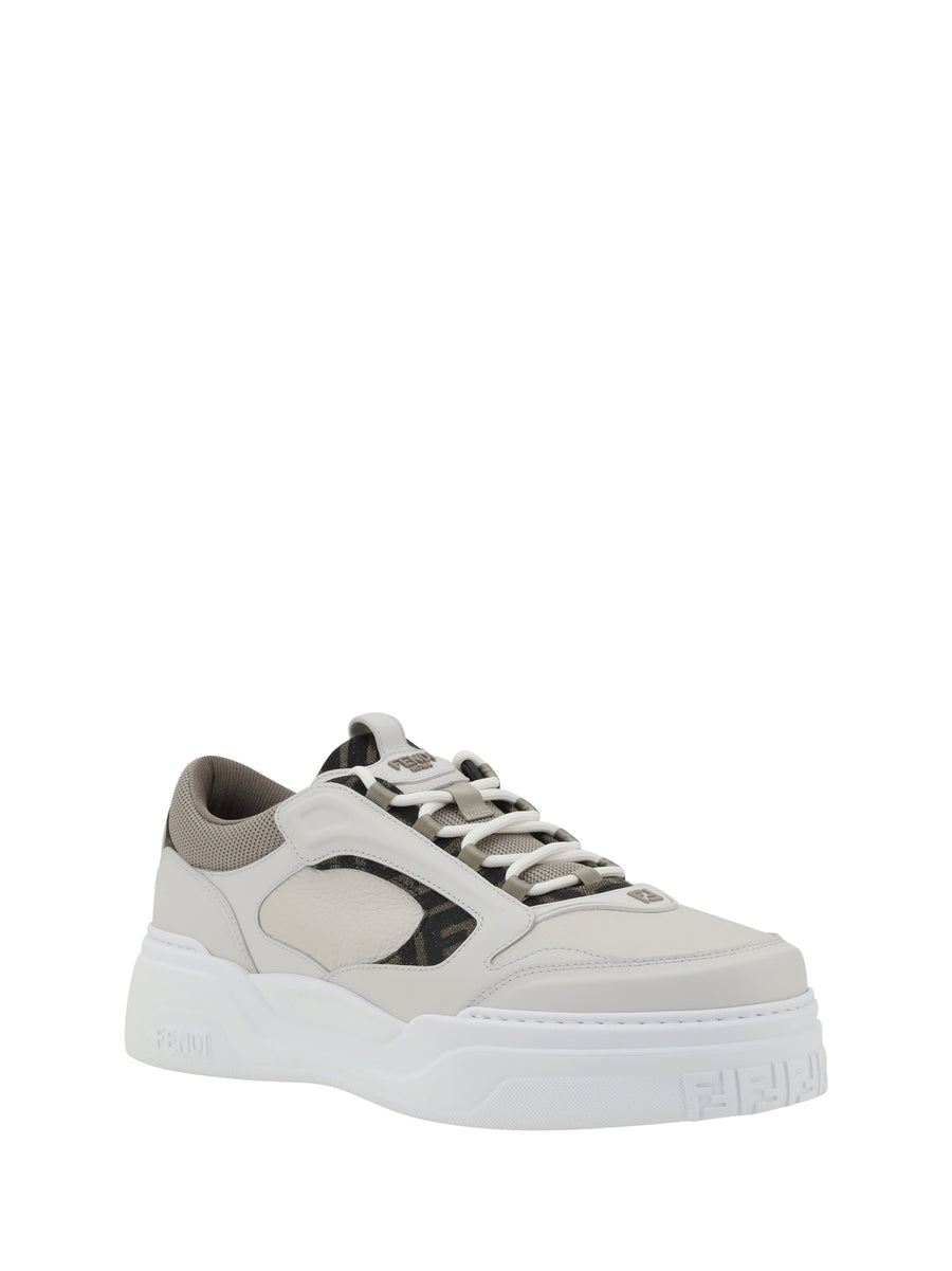 Jacquard Logo Panel Sneakers White/ivory/beige Trainers
