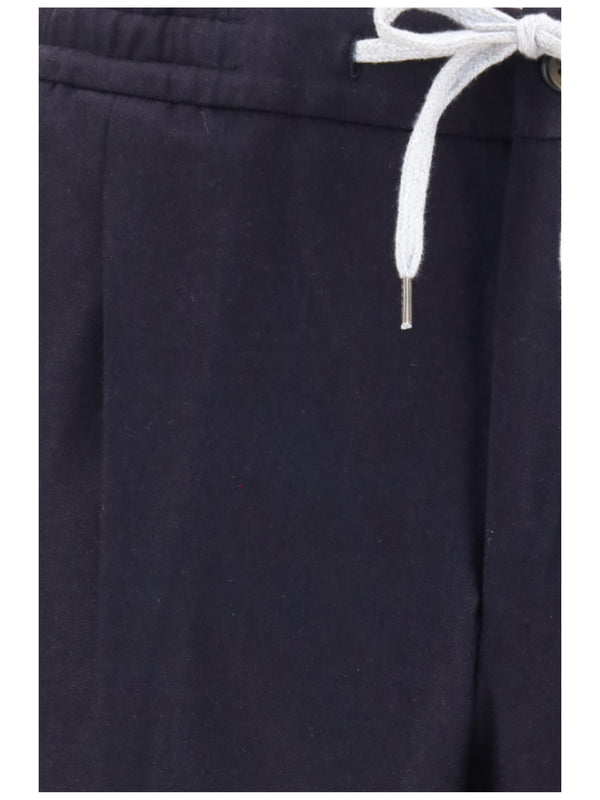 Trousers Soft Pants Navy Fleece Wool (ovis Aries)