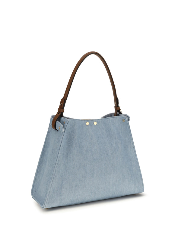 Handbag Way Denim Calf Leather Shoulder Bags
