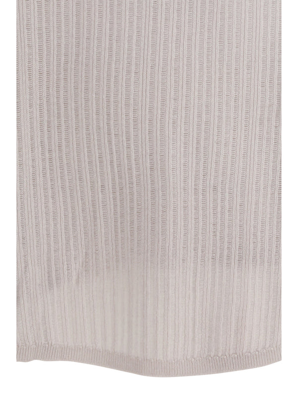 Sweater Rib-Knit Crewneck White Cashmere (capra Hircus)