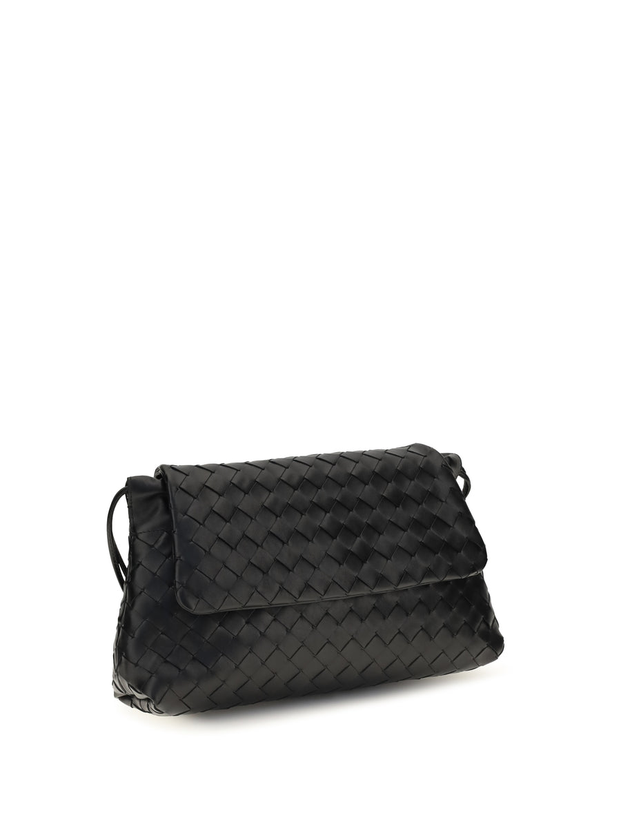 Shoulder Bag Intrecciato Black-Gold Black/gold Calf Leather