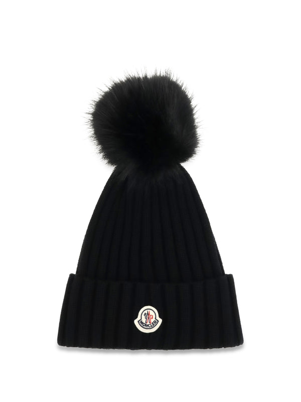 Wool Hat With Pon Black Fleece Ovis Aries E Hairbands
