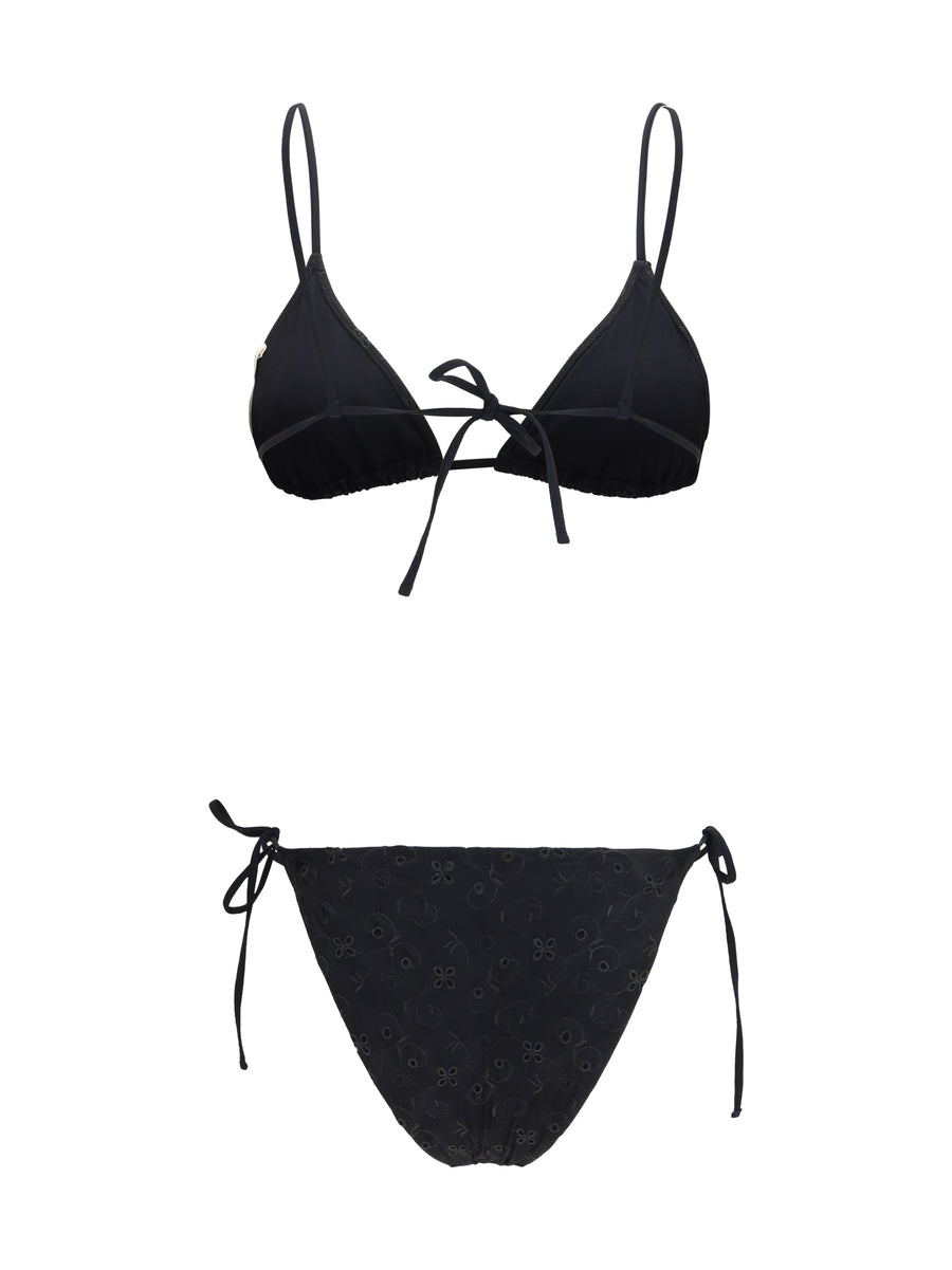 Triangle Swimsuit Black Polyester Swimwear