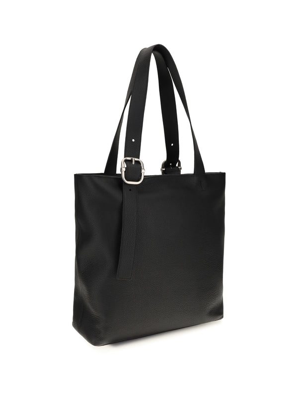Tote Bag Loop Zip Black Calfskin Calf Leather Shoulder