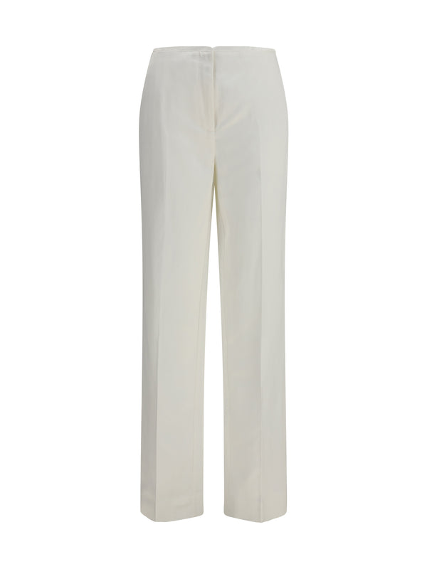 Pants Easy Raw Edge White Viscose Trousers