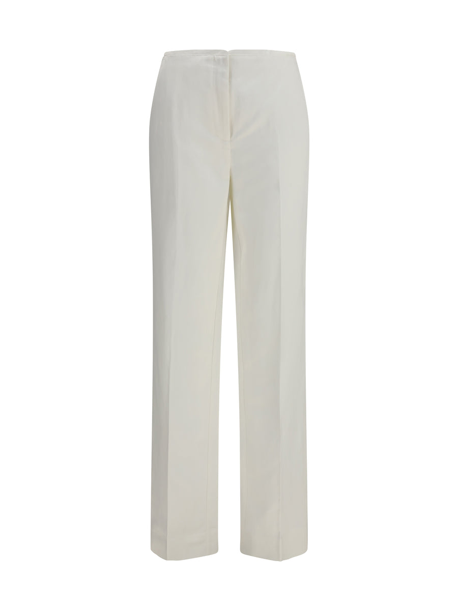 Pants Easy Raw Edge White Viscose Trousers