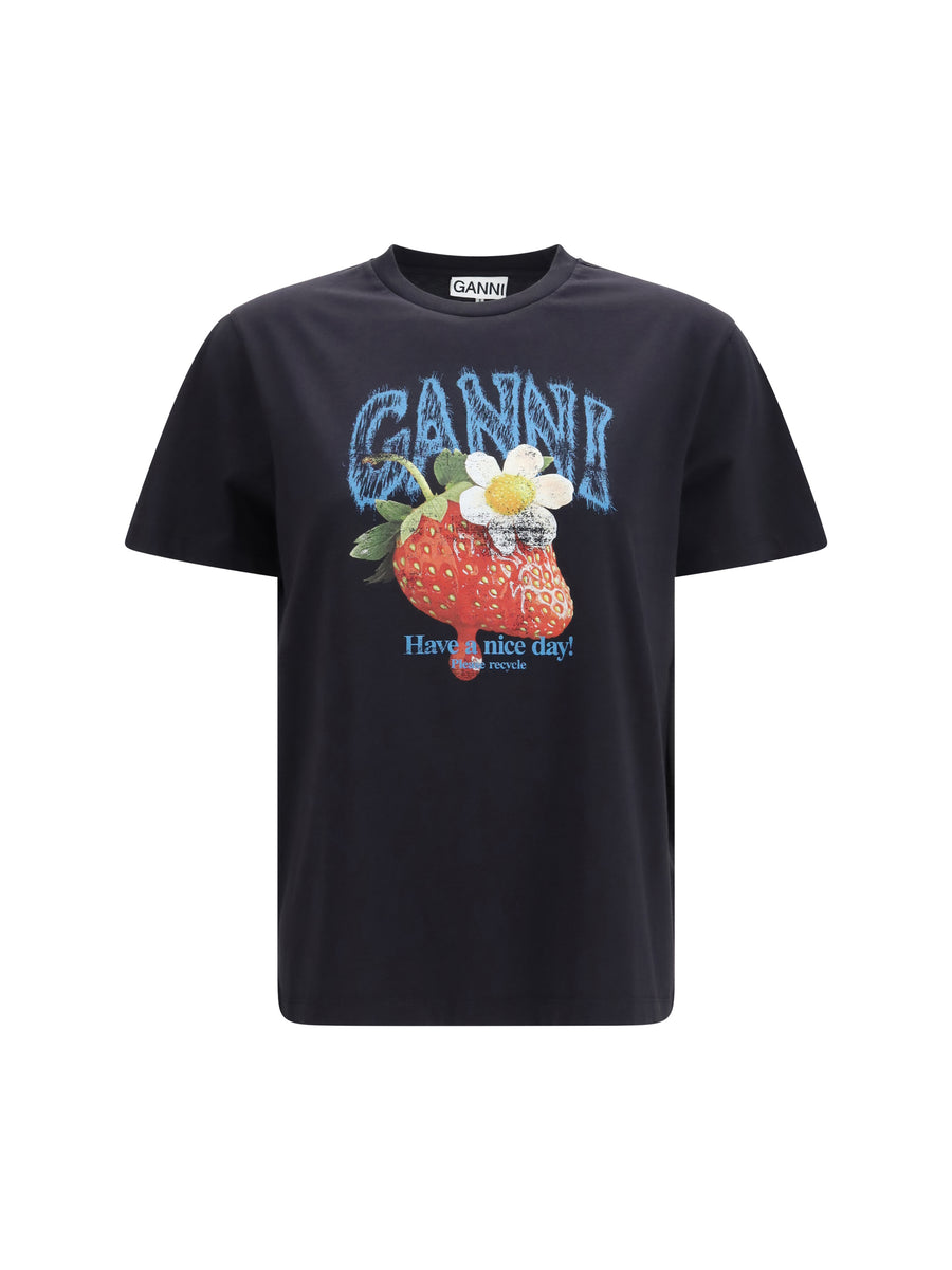 Ganni 100% Cotton t-shirt in black