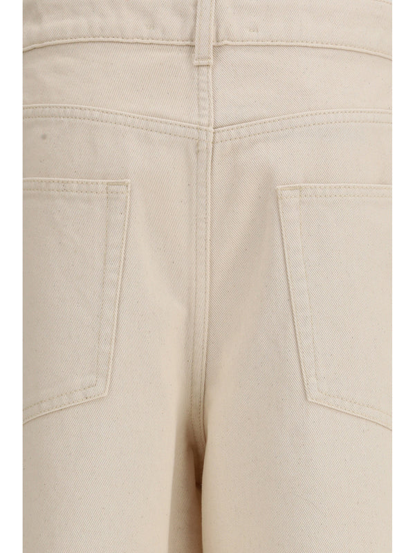Baggy Fit Jeans Ecru Cotton