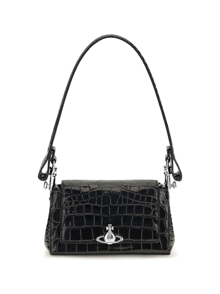Hazel Small Shoulder Bag Black Calf Leather Bos Taurus Handbags