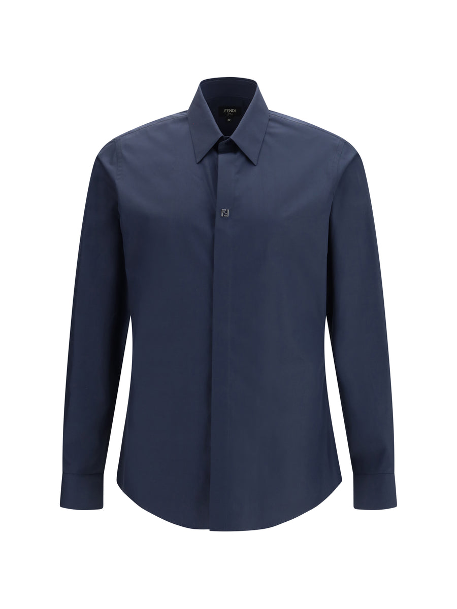 Shirt With Ff Detail Blu Cotton