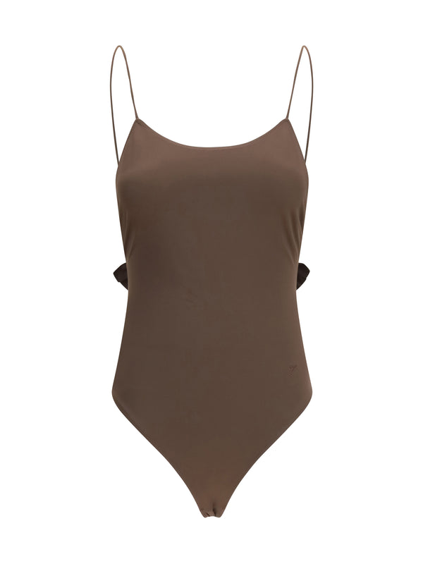 Jacquemus 78% Polyamide one-piece swimsuit in brown