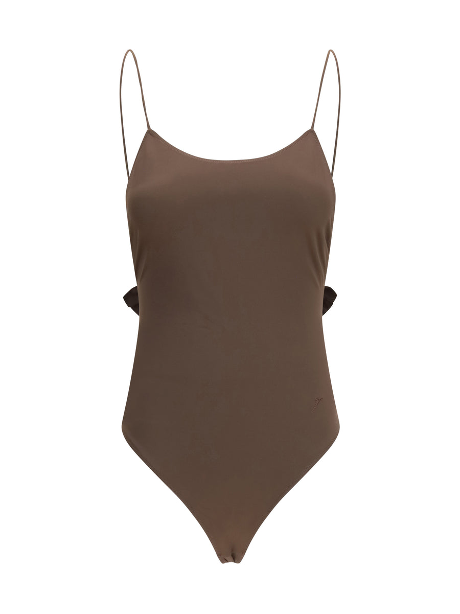 Jacquemus 78% Polyamide one-piece swimsuit in brown