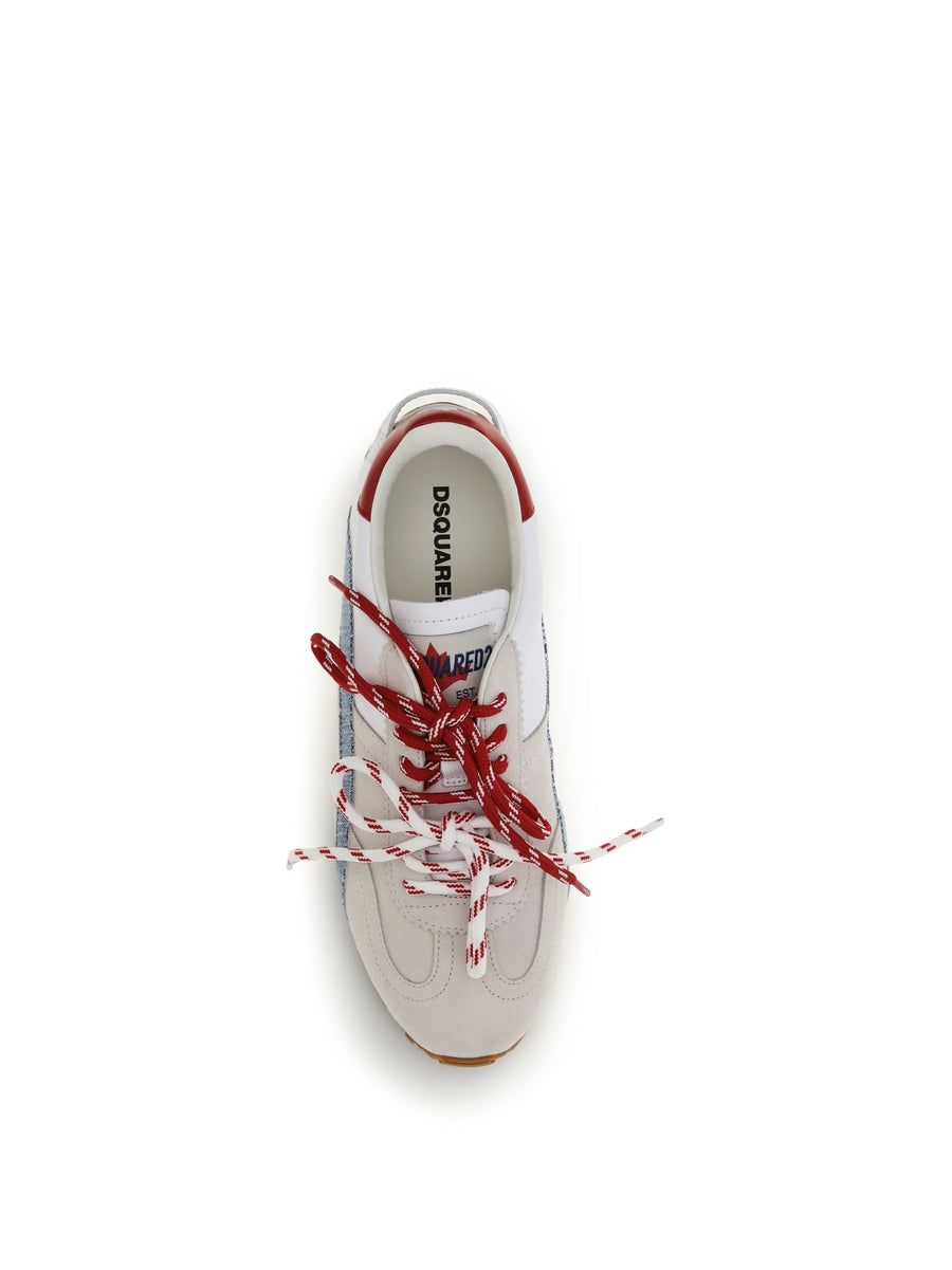 Sneakers Calf Leather White-Denim-Red White/denim/red Trainers