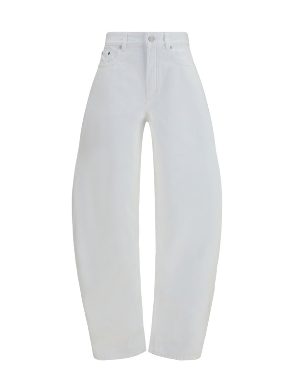 Jeans Barrel White Denim Cotton