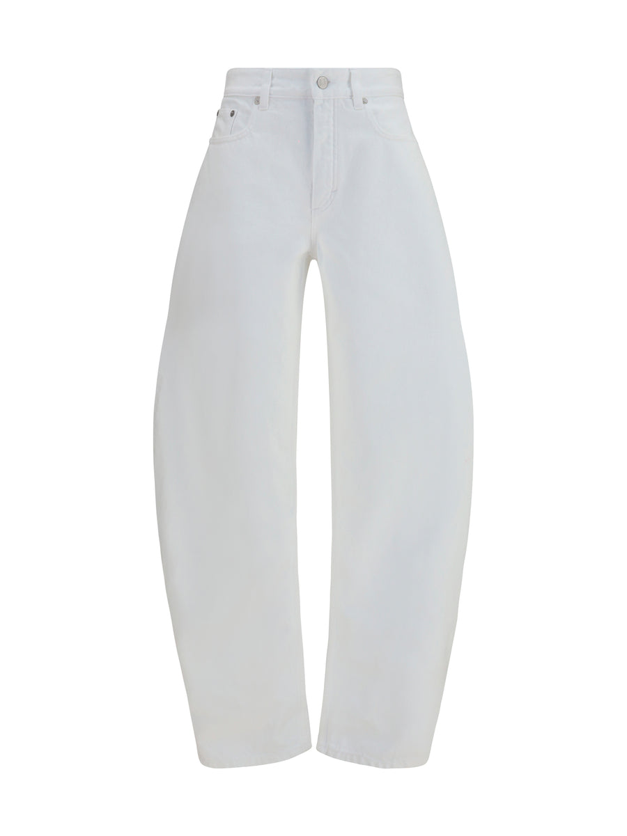 Jeans Barrel White Denim Cotton