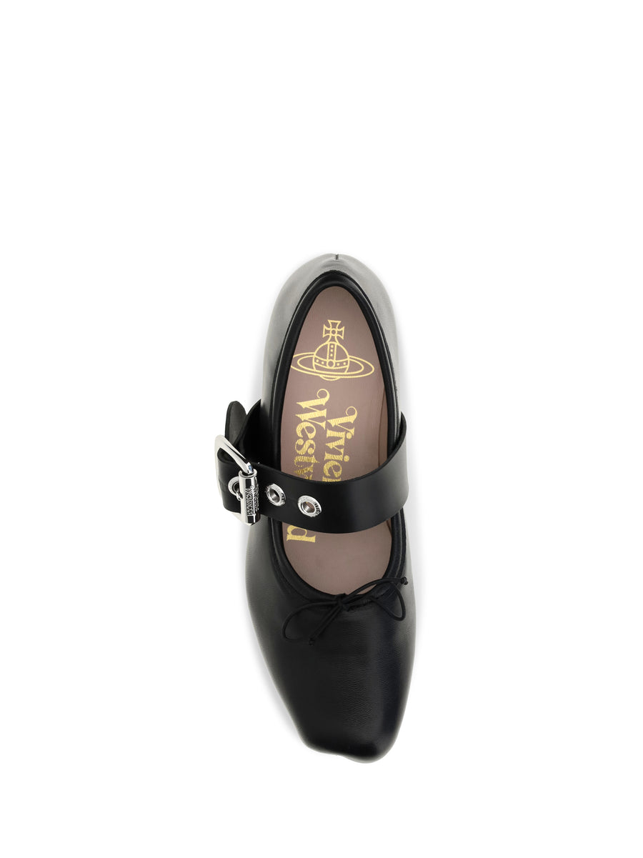 Leather Ballerinas Alice Black Calf Ballerina Shoes
