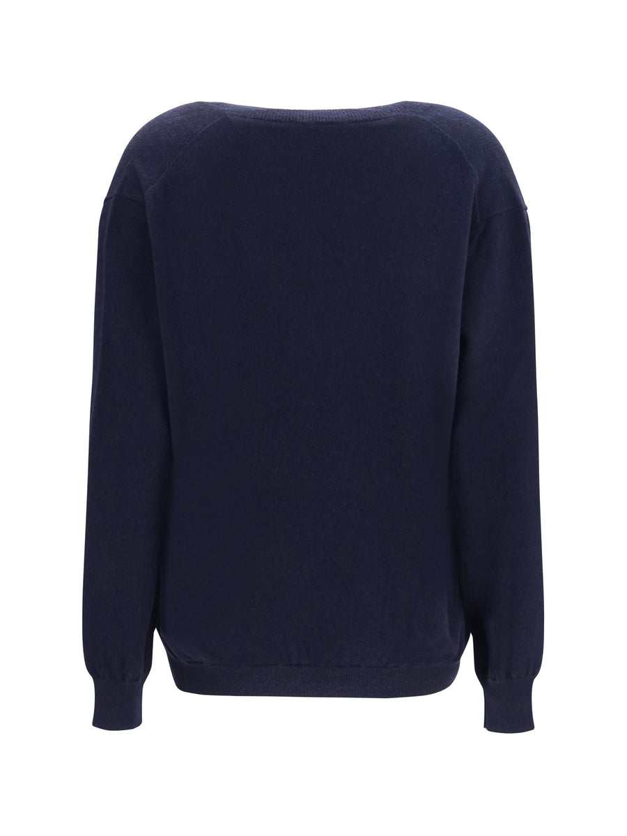 Sweater V-Neck Cashmere Blue