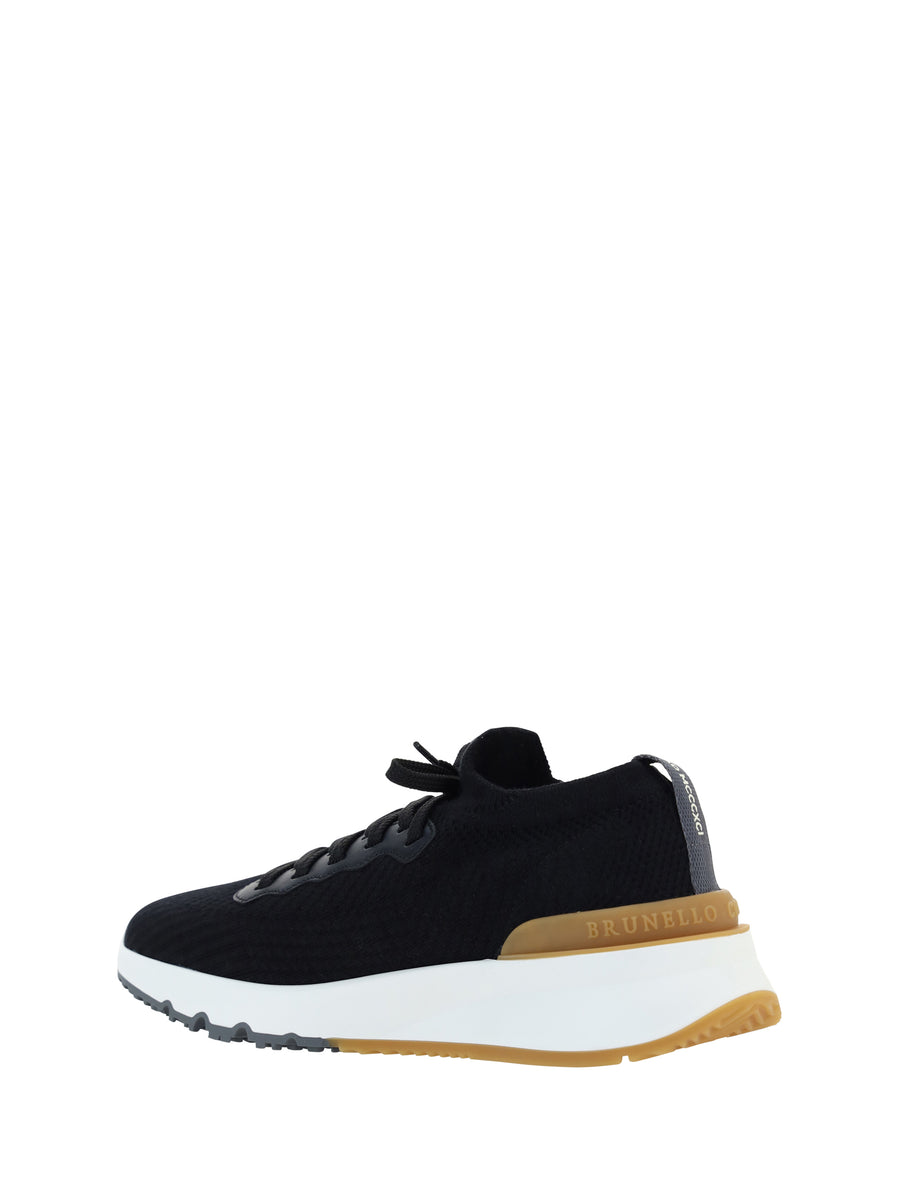 Cotton Sneakers Black Sole: Rubber Trainers