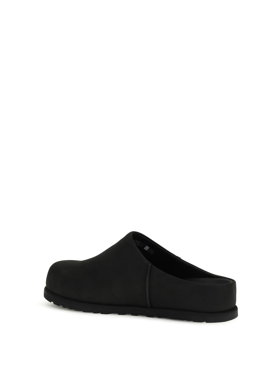 Mules Otzo Black Nubuck Calf Leather Sandal