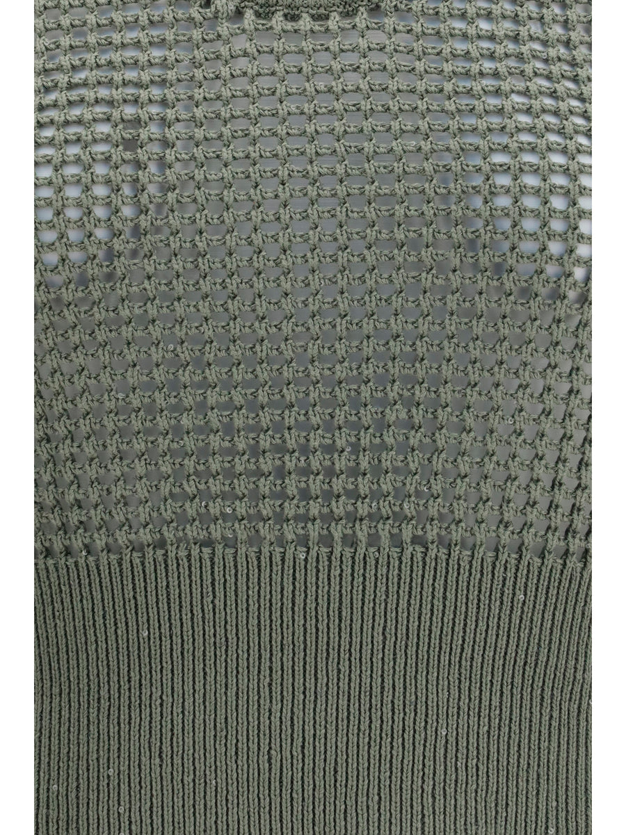 Tank Top Perforated Sequin Eucalyptus Cotton
