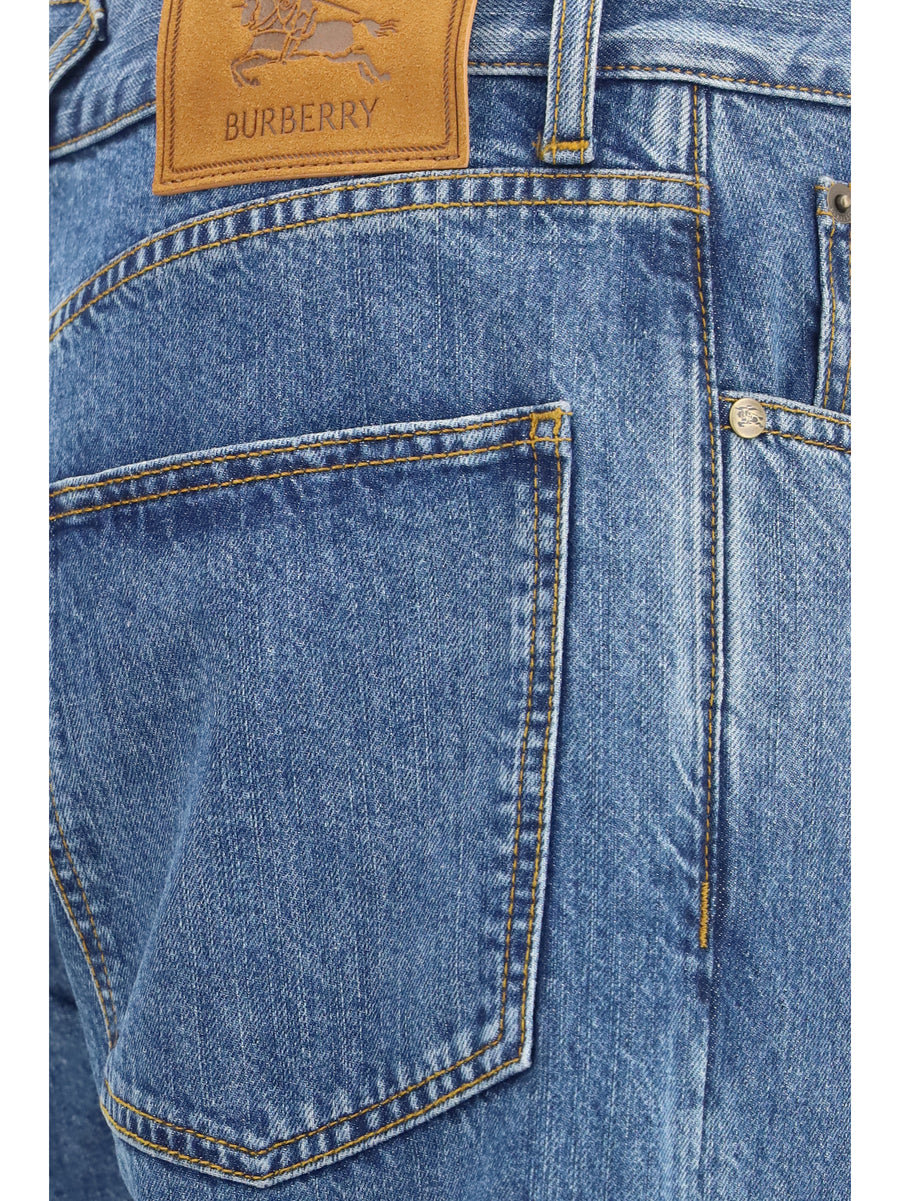 Straight Leg Jeans Mid Blue Cotton