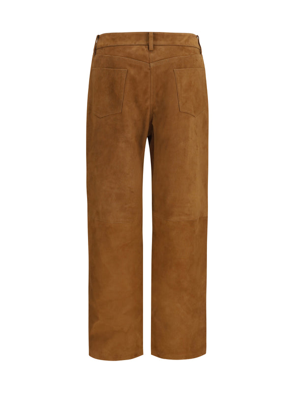 Leather Straight-Leg Trousers Brown Sheep