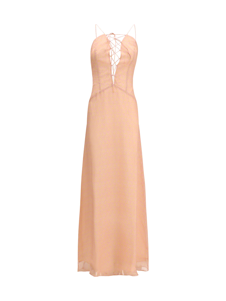 Long Silk Dress Charlene Amnesia Pink Outer