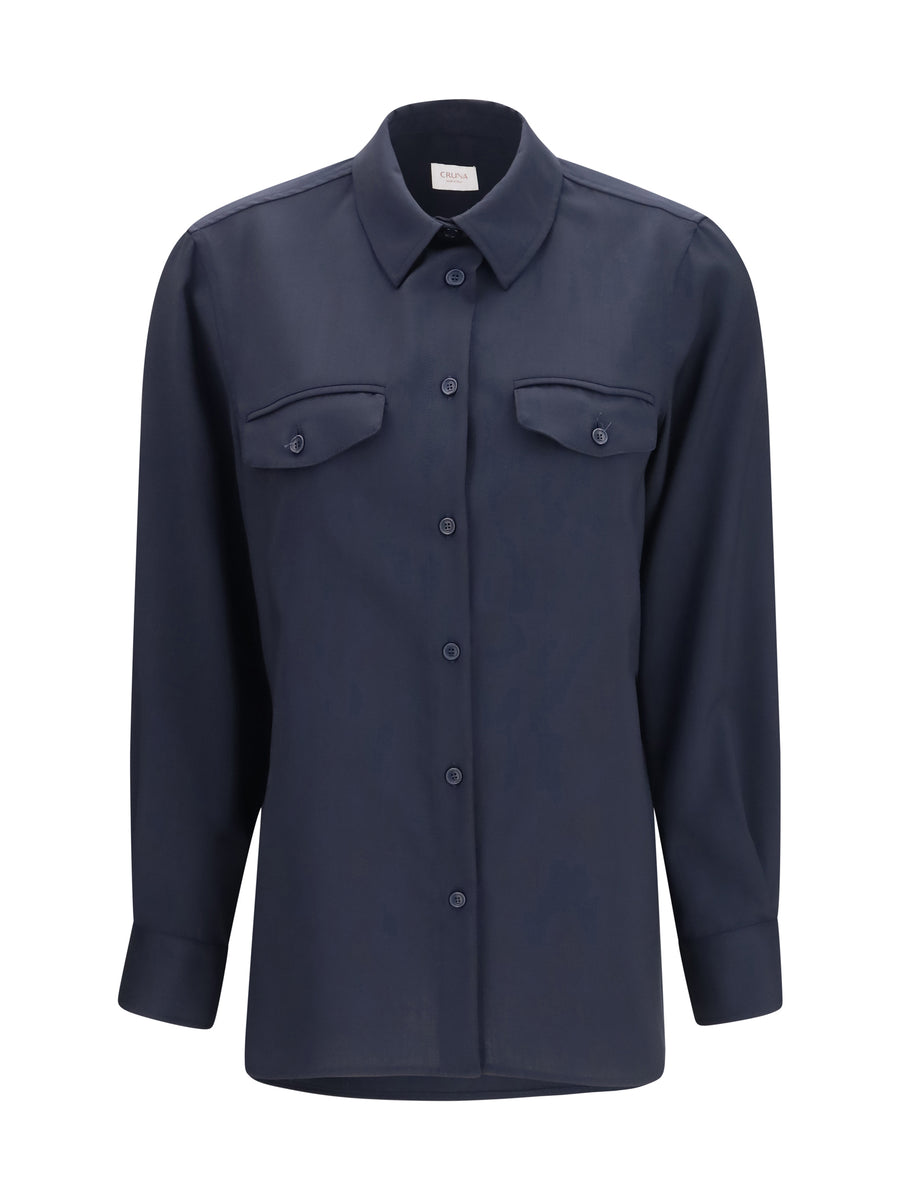 Overshirt Virgin Wool Midnight Blue Fleece (ovis Aries) Shirt
