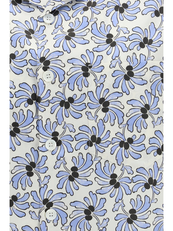 Shirt With Floral Print Ivory-Light Blue Ivory/light Cotton