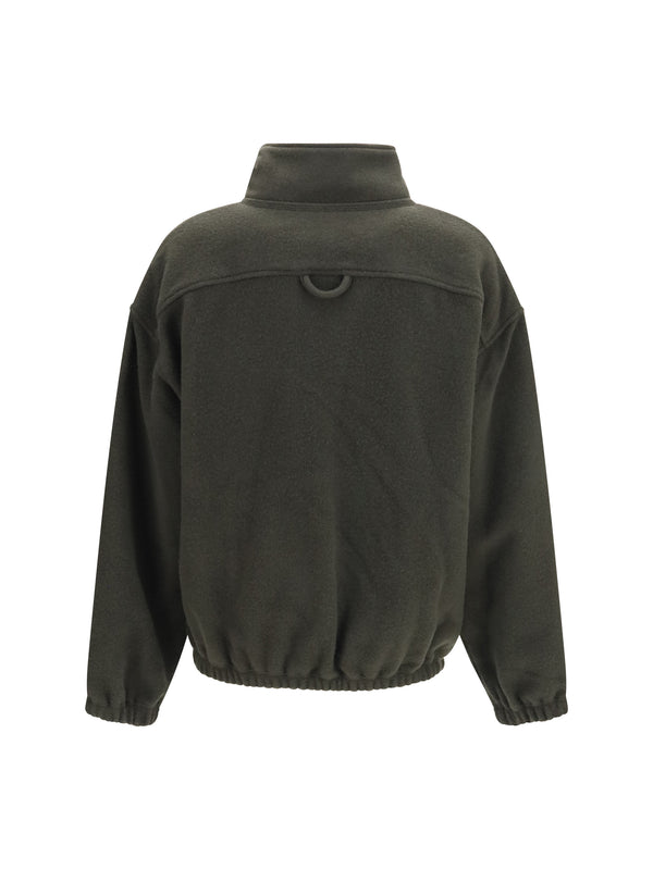 High-Neck Zip Jacket Polar Taupe Wool Fleece Knitwear