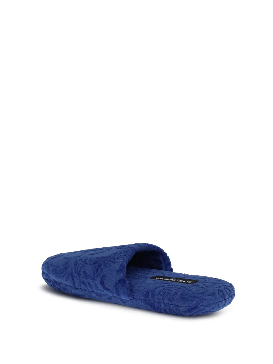 Slippers Jacquard Cotton Blue Upper Cushions