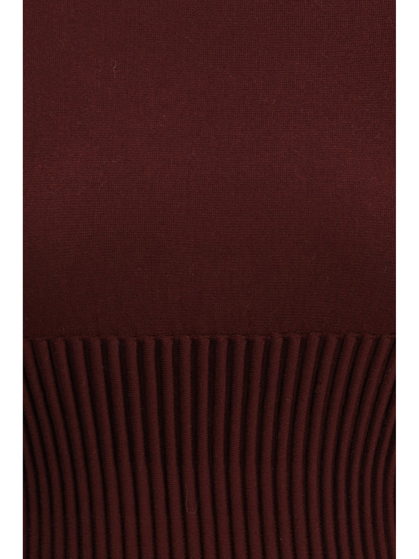 Rib Wool Top Burgundy Tops