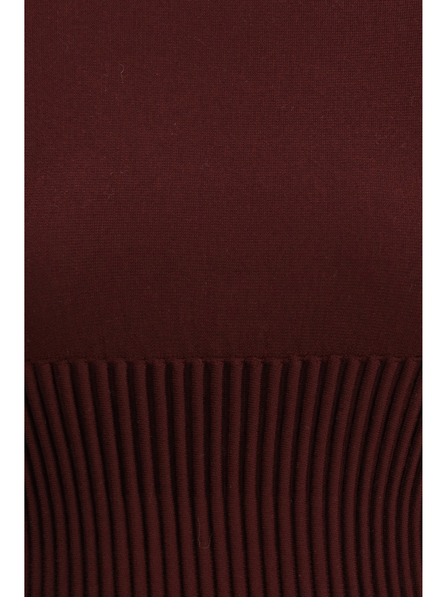 Rib Wool Top Burgundy Tops