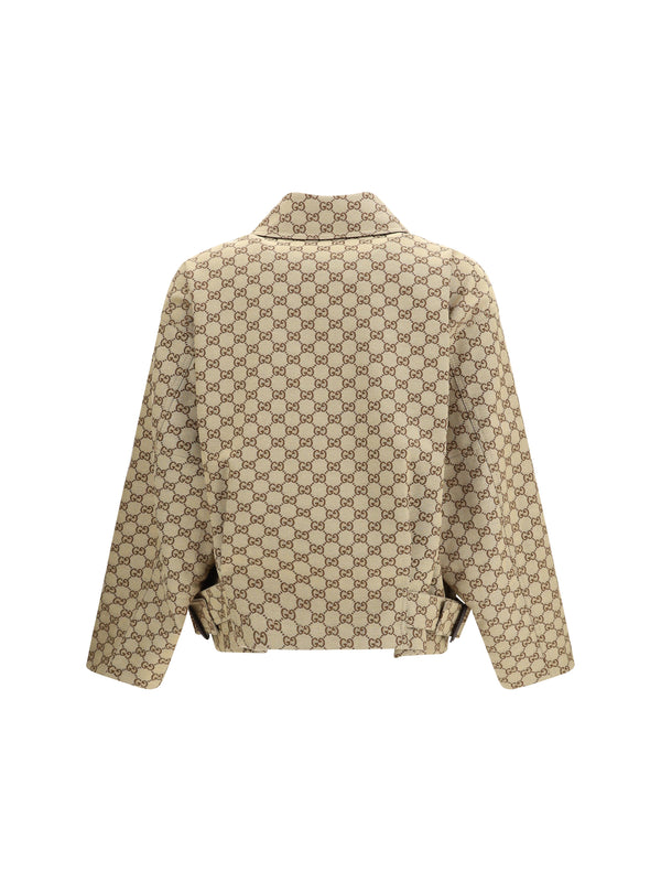 Bomber Jacket Gg Canvas Camel-Ebony Camel/ebony Cotton Puffer