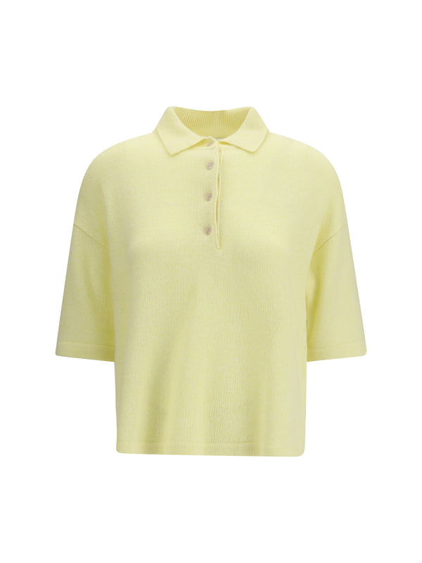 Polo-Neck Sweater Yellow Cashmere Polo Tops
