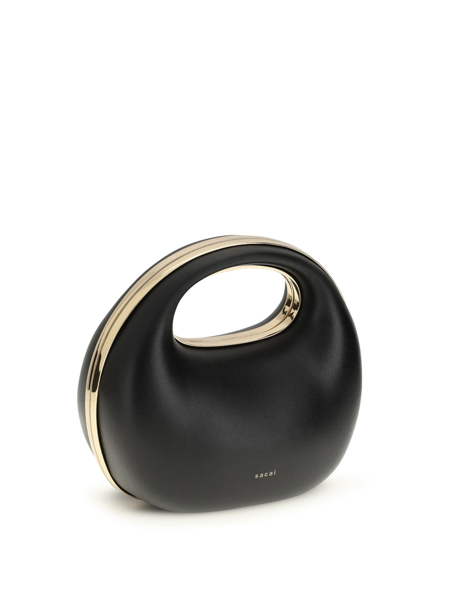 Rigid Handbag Black Calf Leather Handbags