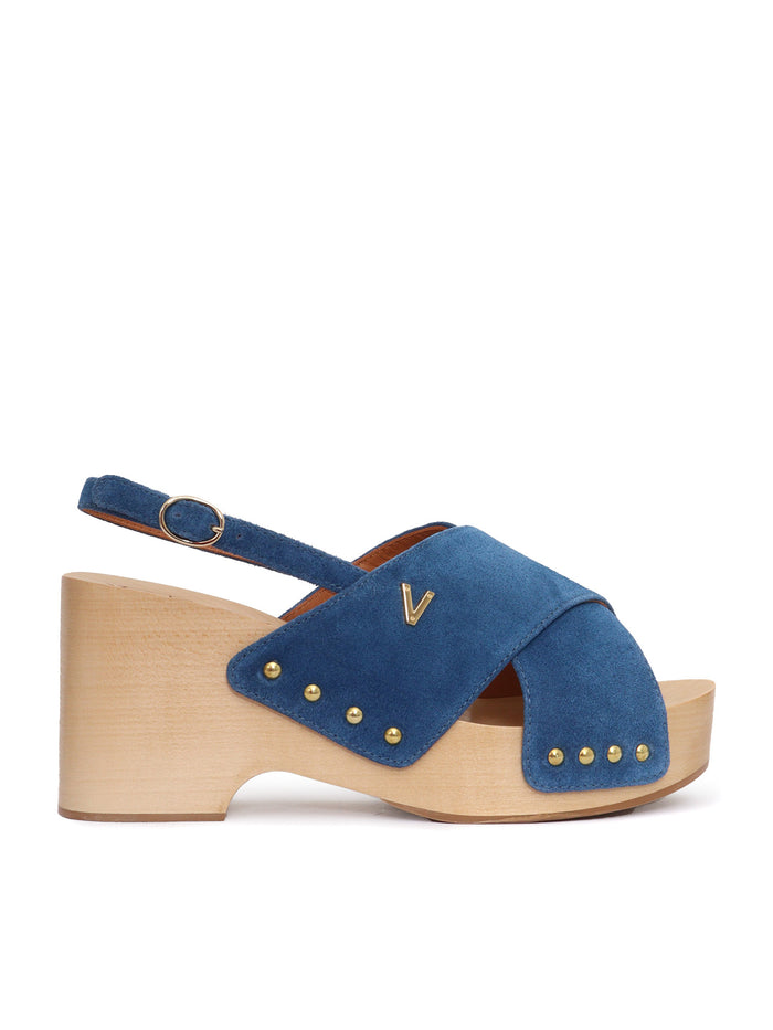 Wooden heeled sandals Blue