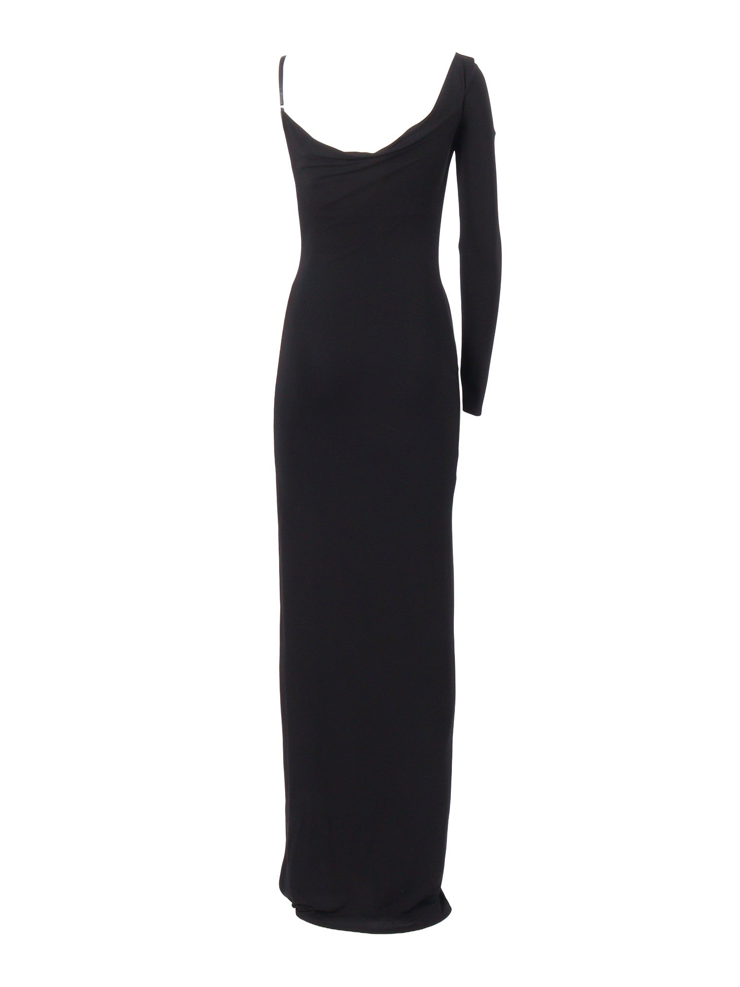 WOMEN�S DRESS Black Viscose Elastane Midi