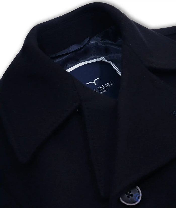 Wool And Cashmere Peacoat Denali Blue Capo Lungo Industriale