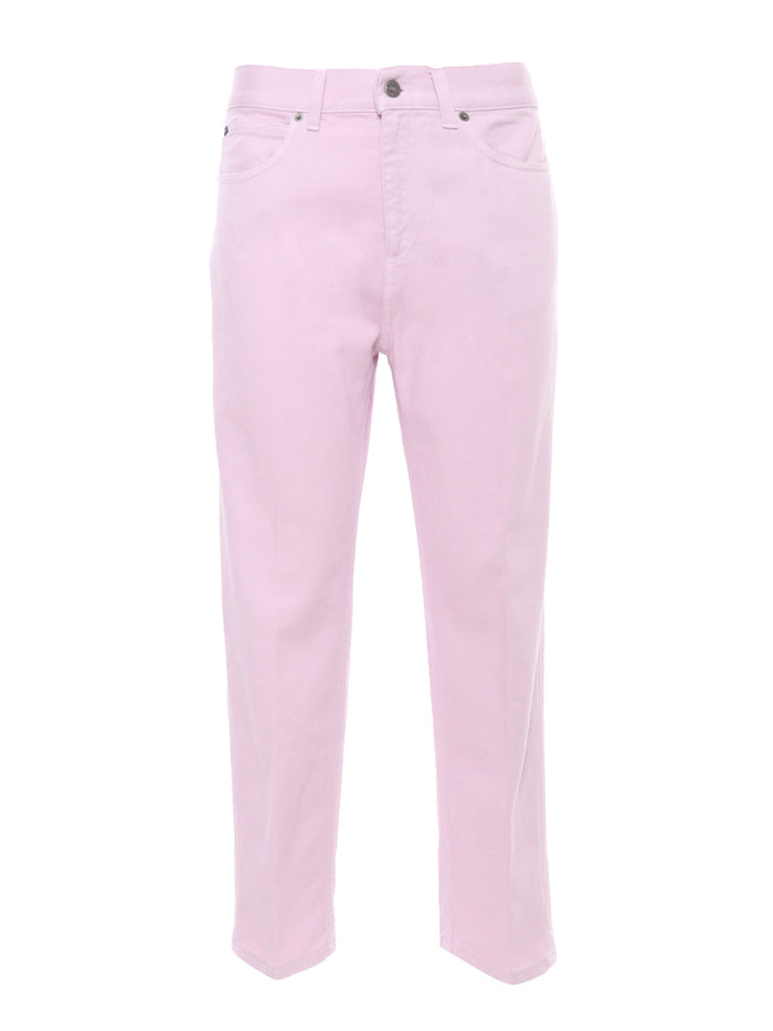 High-Waisted Pink Jeans Cotton