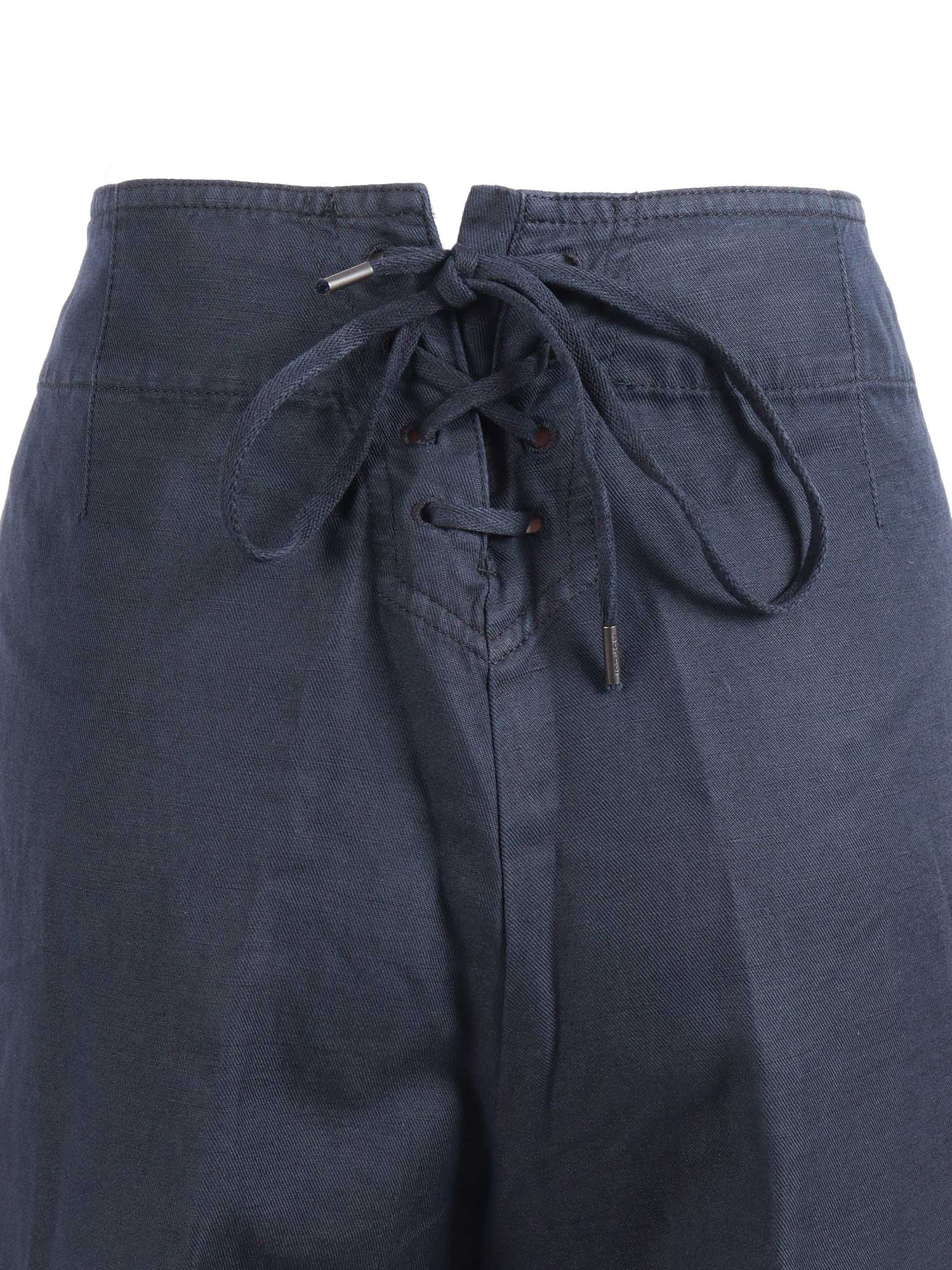 WOMAN PANTS Blue Cotton Linen