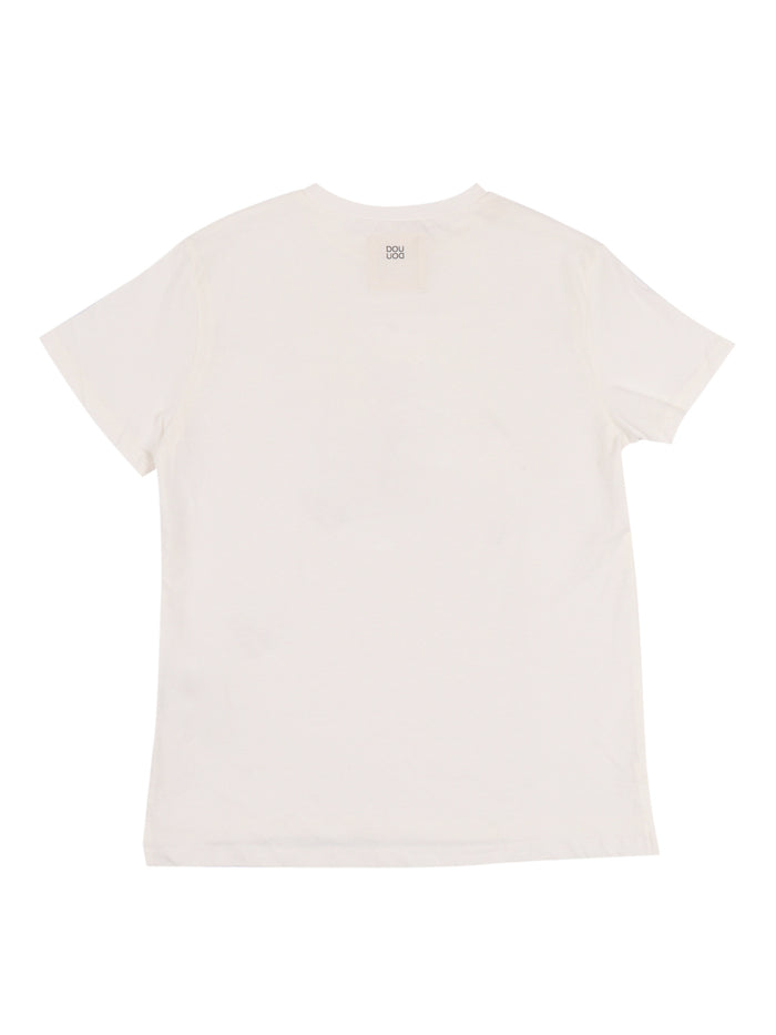 T-Shirt-Top White Cotton Short Sleeves T-shirt