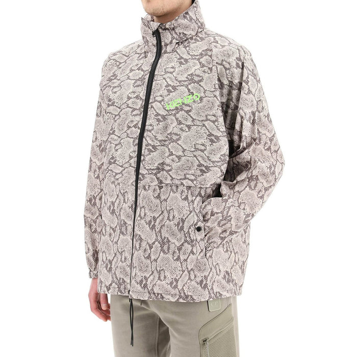 Snakeskin Printed Jacket Beige Polyester