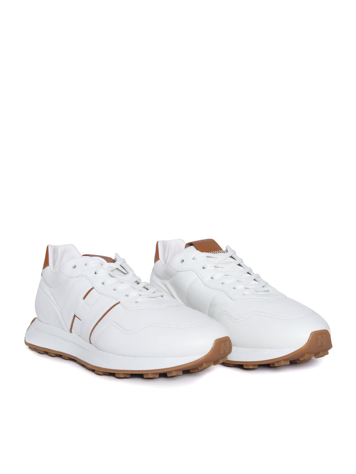 H601 Lace-Up Sneakers With H Patch White