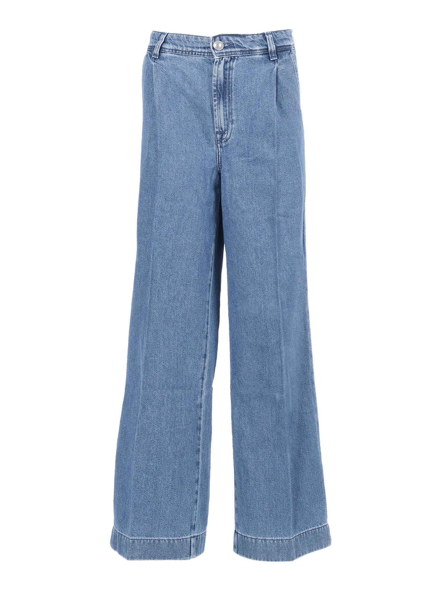 Pleated Trouser Hilo Blue Cotton Lyocell Jean