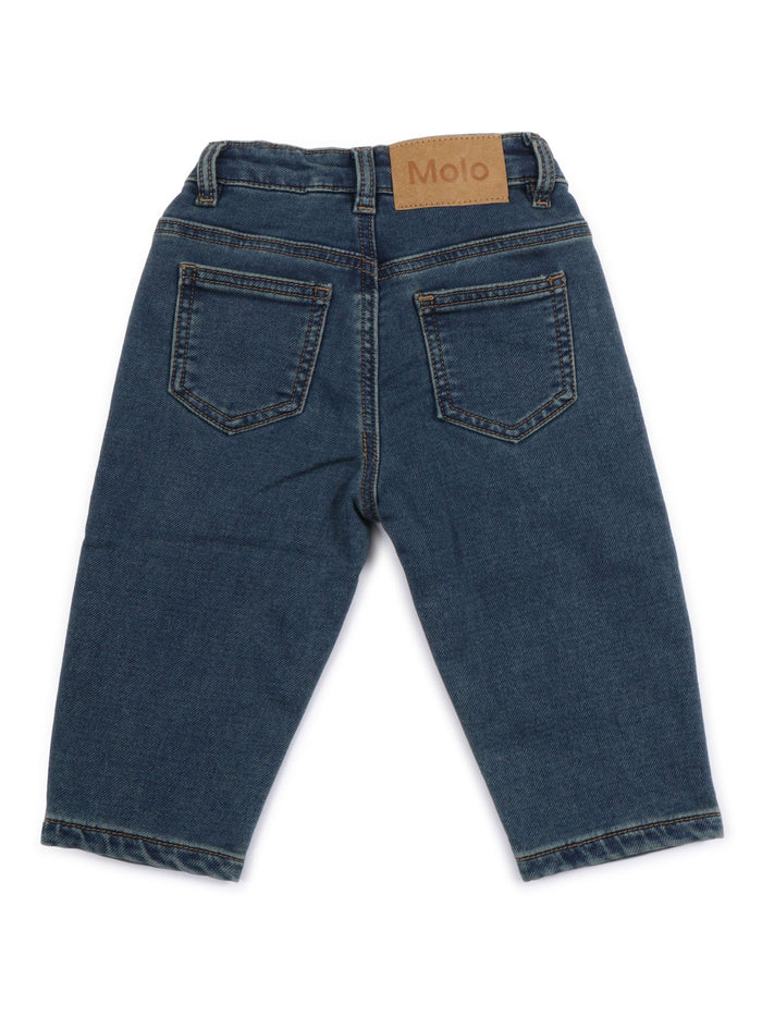 Solo Woven Pants Blue Cotton Polyester Elastane