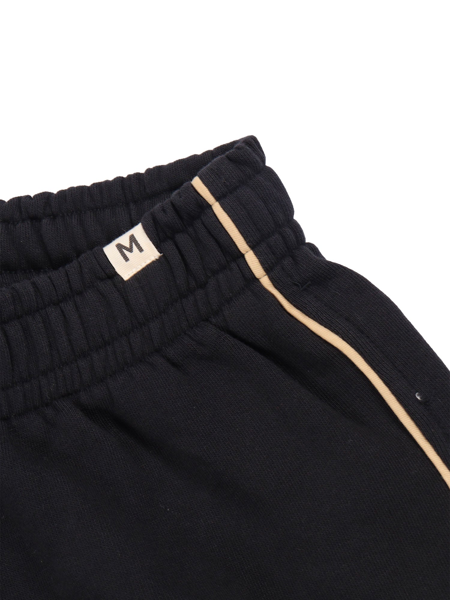 Plain Piping Sweatpants Black Organic Cotton Trackpants