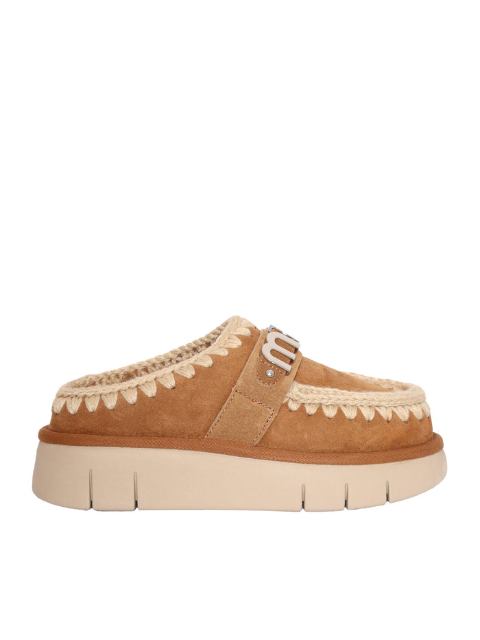 Bounce clog suede - letter logo Brown Slip On